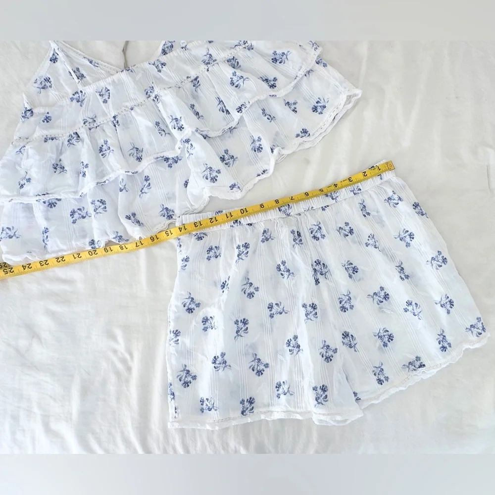 NWOT Joie Sleep Tank/Shorts Pajama Set - White/Blue Floral - Size M - Picture 9 of 11